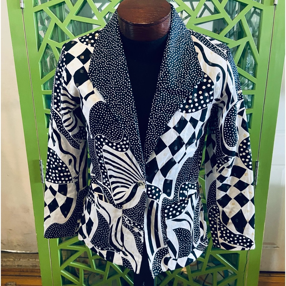 Vintage Redd Jeans Black & White Multi-pattern Blazer